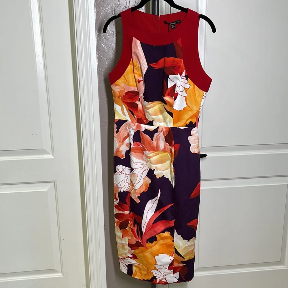 Black Halo Rohan Floral Sheath Dress Size 4 - Picture 3 of 11
